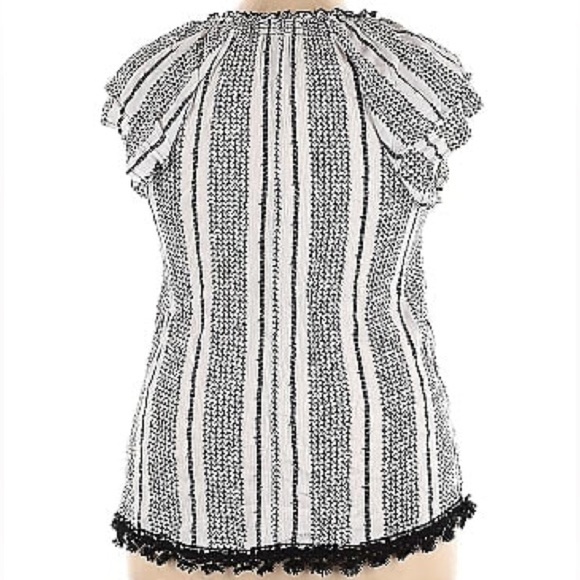 Indigo Rose white & black striped flowy blouse w/black tassels Sz-2X B7 - Picture 3 of 11